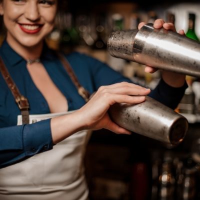 woman with tin shaker