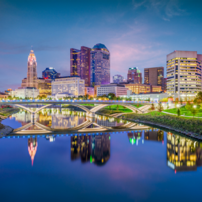 Columbus Ohio skyline at dusk