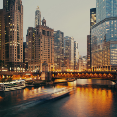 bridge over river at night for bartending license Chicago
