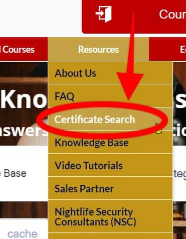 Certificate Search to download your certificate from Serving Alcohol Inc.