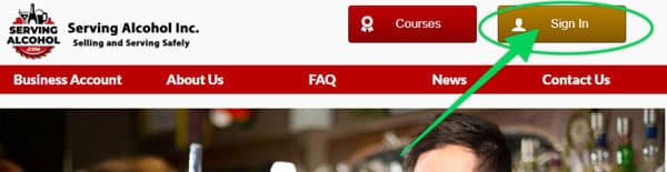 Sign In / Login button with Serving Alcohol