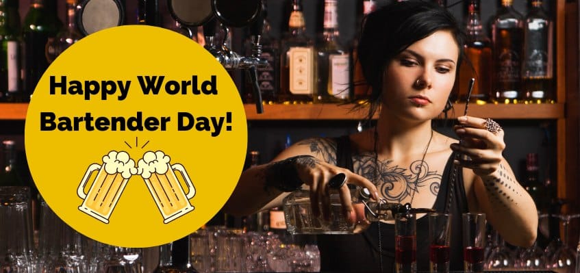 Happy World Bartender_black haired woman