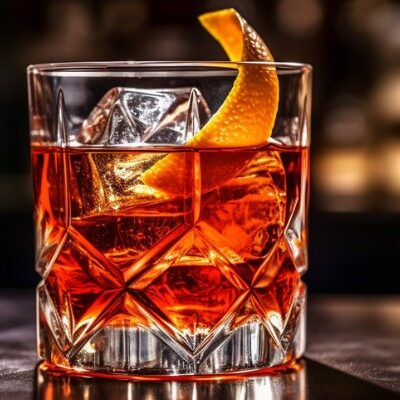 negroni cocktail with orange garnish