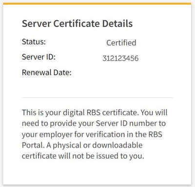 Your Server ID details from California RBS portal